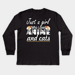 Anime and Cats Lover for Teen Manga kawaii Graphic Otaku Kids Long Sleeve T-Shirt